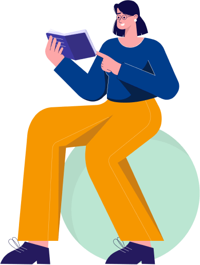 Drawing of woman reading a book