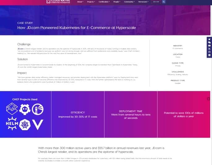 Screenshot of CNCF case study