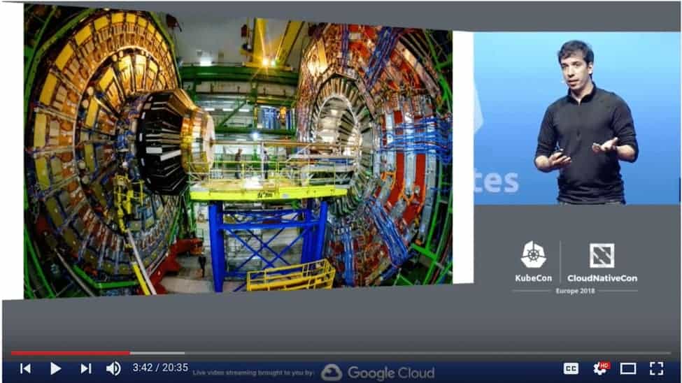 Screenshot of  video showing Ricardo Rocha speaks at KubeCon + CloudNativeCon Europe 2018 for CERN