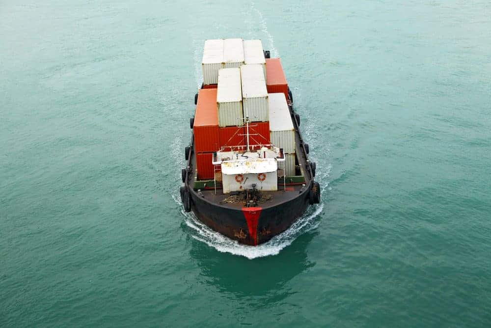 Container ship on the ocean