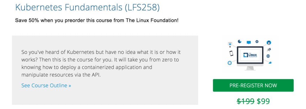 Kubernetes Fundamentals course register page