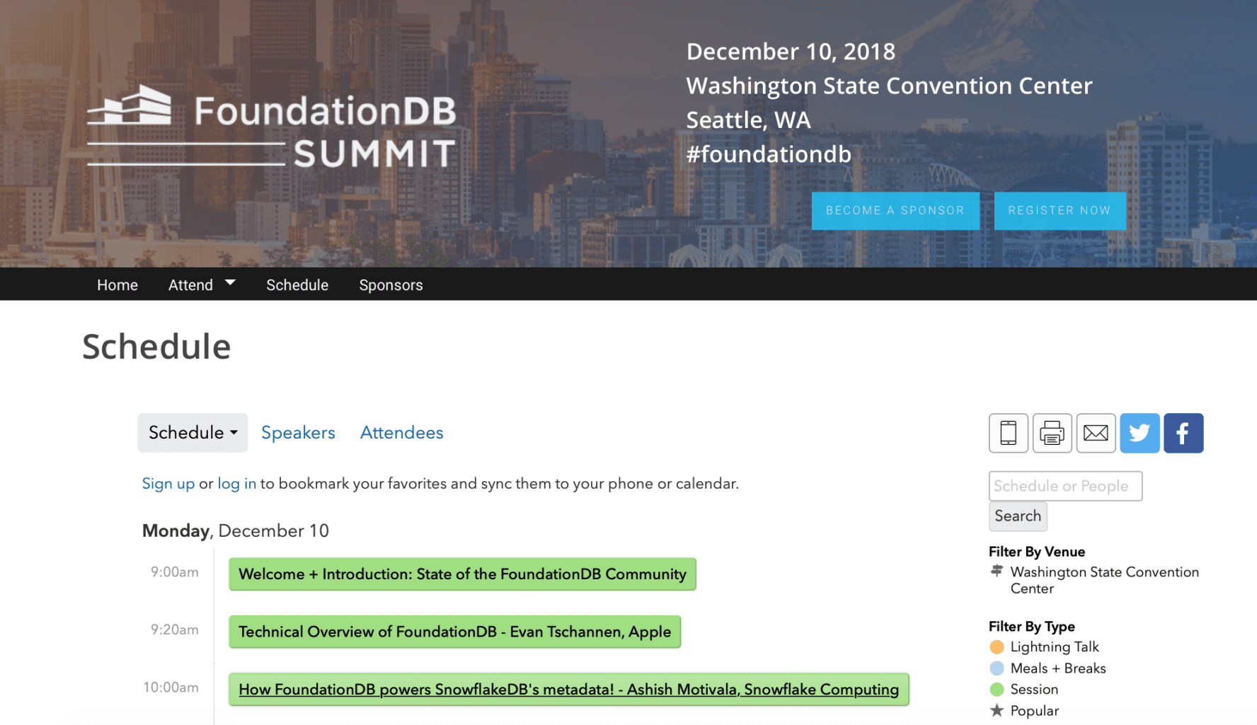 FoundationDB Summit schedule