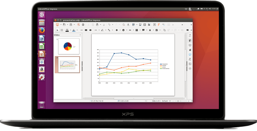 XPS laptop showing Canonical home page and presentation