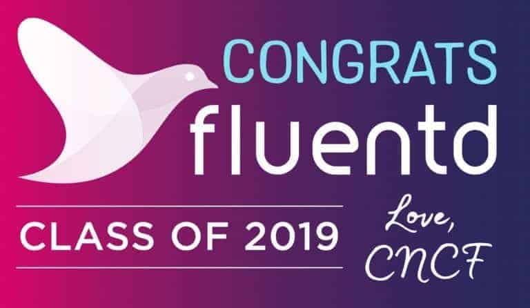 CNCF congratulation banner for Fluentd class of 2019