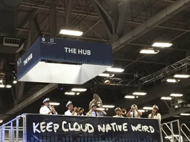 Trumpet performance in KubeCon + CloudNativeCon 2017 with its mantra Keep Cloud Native Weird