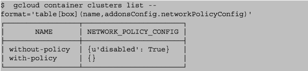 gcloud container clusters list