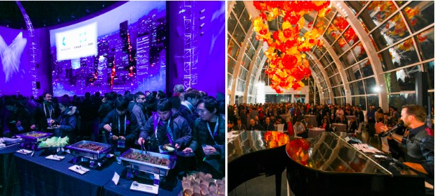 KubeCon + CloudNativeCon North America 2018 event in dining hall and piano performance