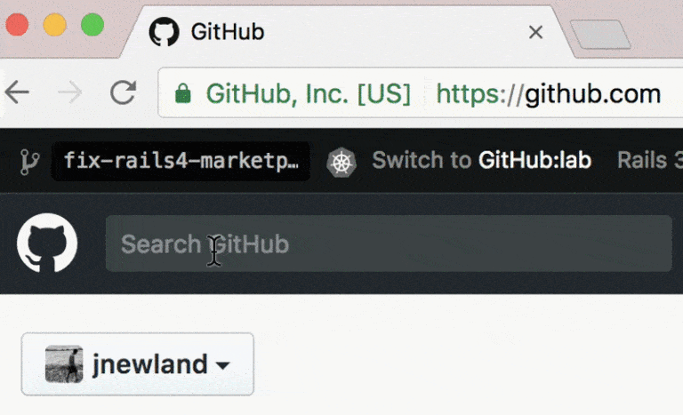 Screenshot of GitHub screen