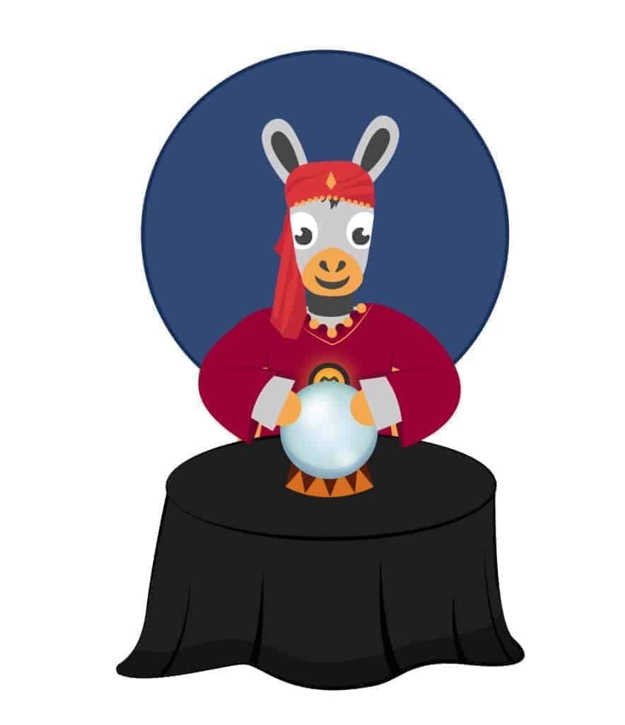 OpenEBS icon wearing psychic costume holding a crystal ball