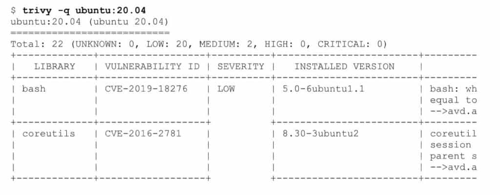 Screenshot showing command answer