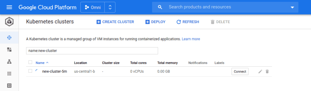 Google cloud platform showing kubernetes clusters being provisioned on gcp