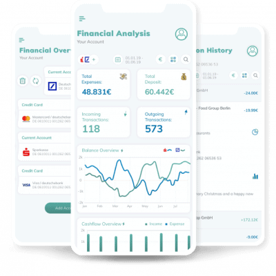 Finleap financial analysis screen on iPhone