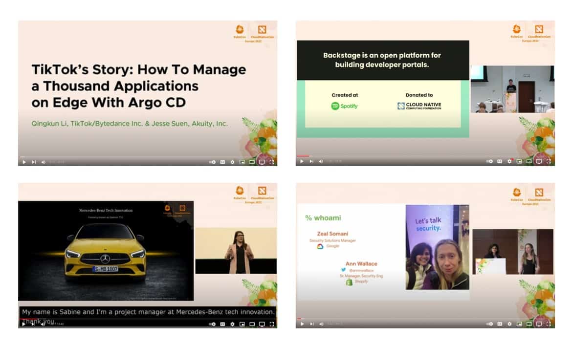 Screenshots of End User Sessions from KubeCon + CloudNativeCon Europe 2022