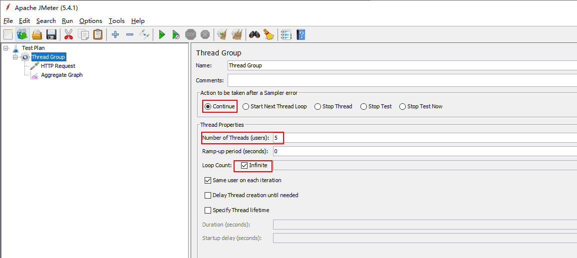 Screenshot of Apache JMeter to show readers how to configure Apache JMeter before starting a chaos experiment. 