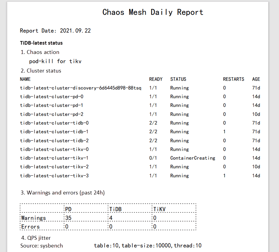 Daily report in PDF