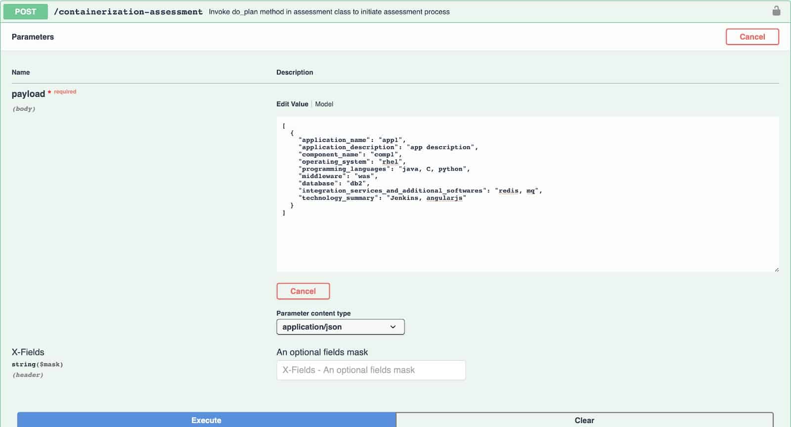 Screenshot showing TCA containerization assessment