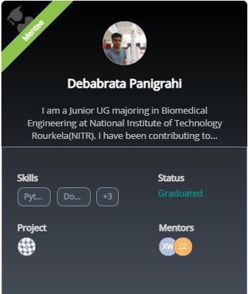 Screenshot of Debabrata Panigrahi mentee page