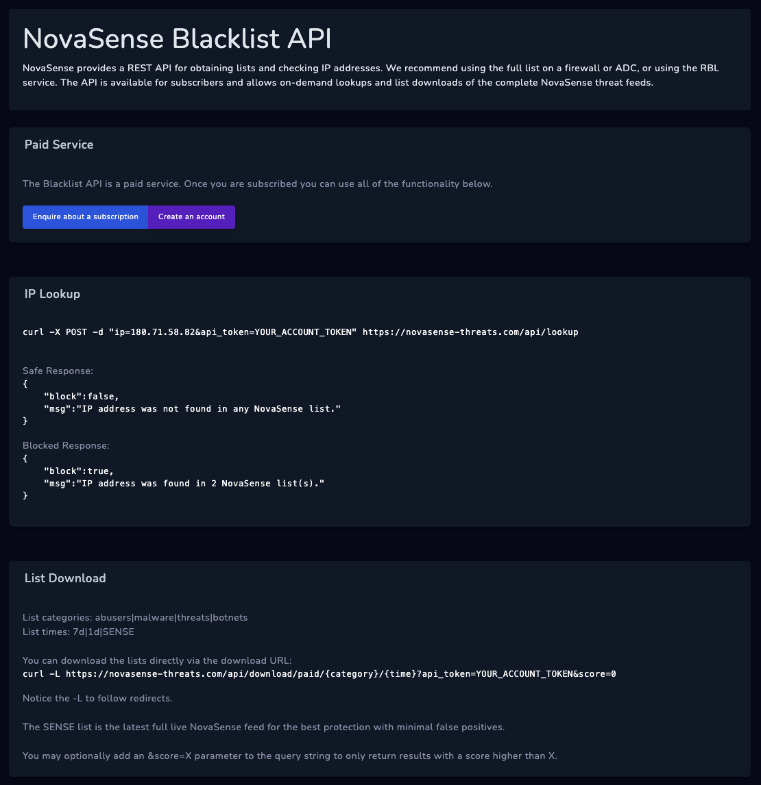 NovaSense Blacklist API