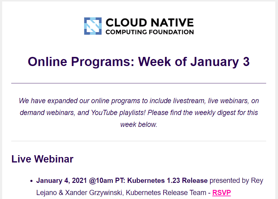 Cloud Native Computing Foundation Online Programs Information on Website