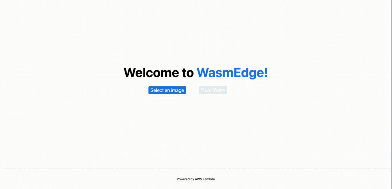 Screenshot of WasmEdge application welcome page 