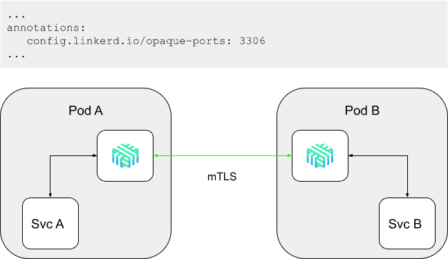 Diagram showing opaque ports configuration