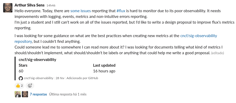 Arthur Silva Sense post on SIG-Observality