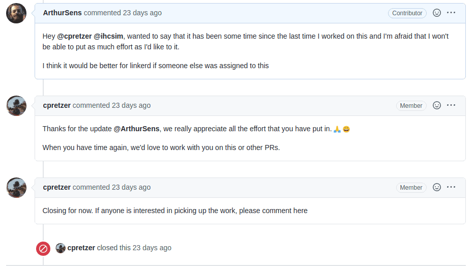 Conversations between ArthurSens as contributor and cpretzer as member