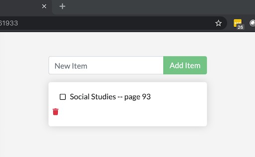 Screenshot showing adding an item