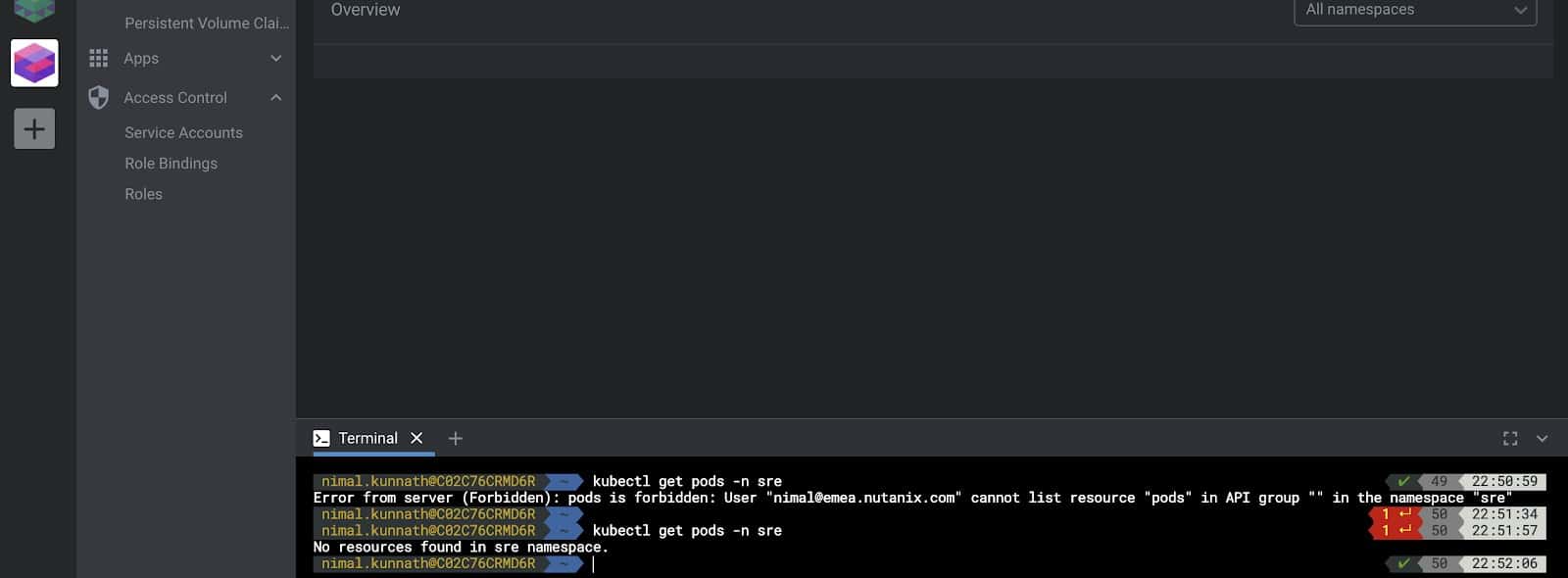 Screenshot showing kubeconfig file imported 