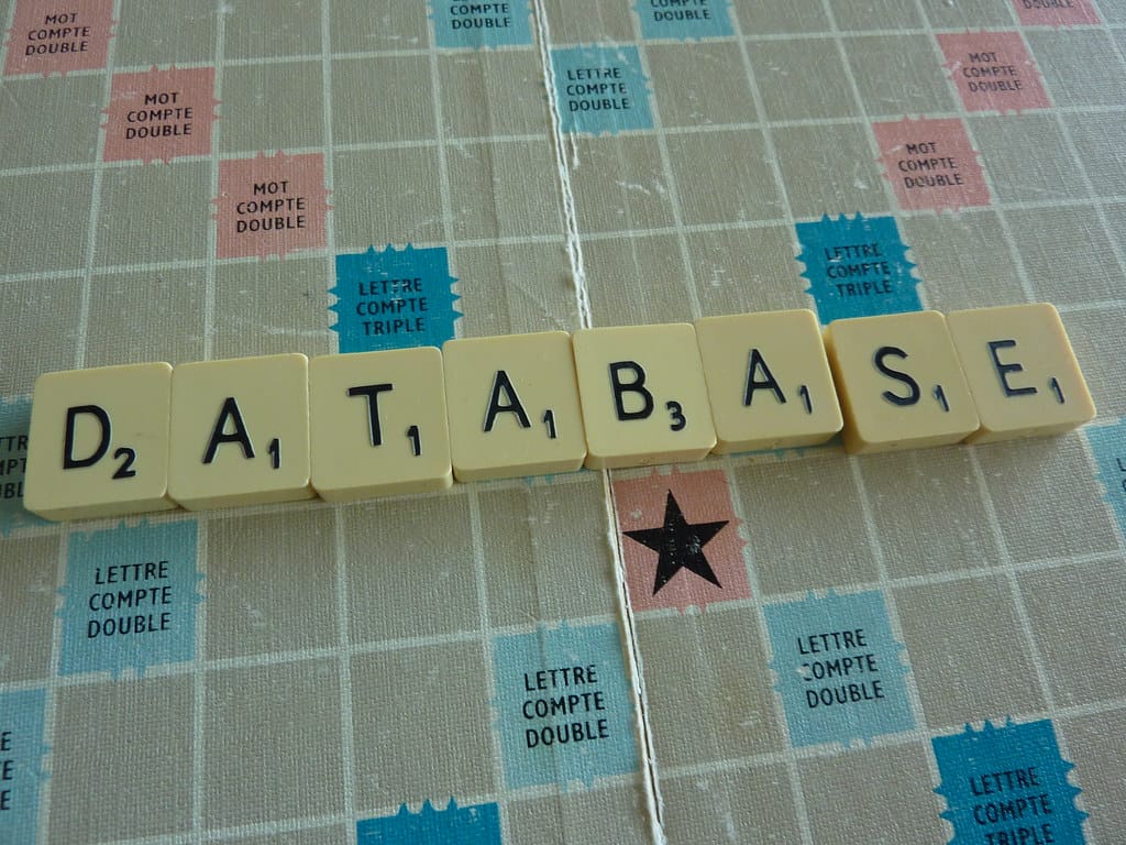 Scrabble showing database word