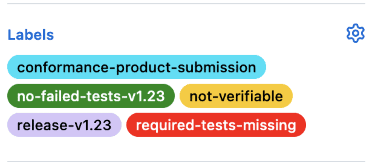 Screenshot showing labels