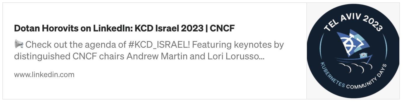 Dotan Horovits on Linkedin: KCD Israel 2023 | CNCF