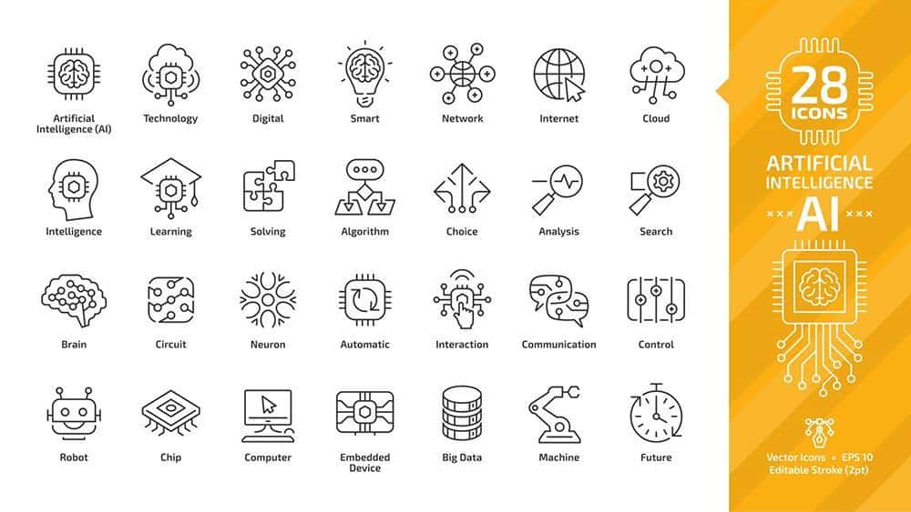 28 icons of Artificial Intelligence