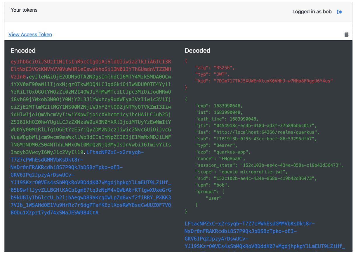 OpenID Connect (OIDC) Bearer token authentication - Quarkus