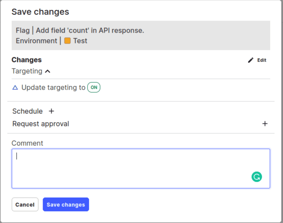 Screenshot showing dialog box of save changes