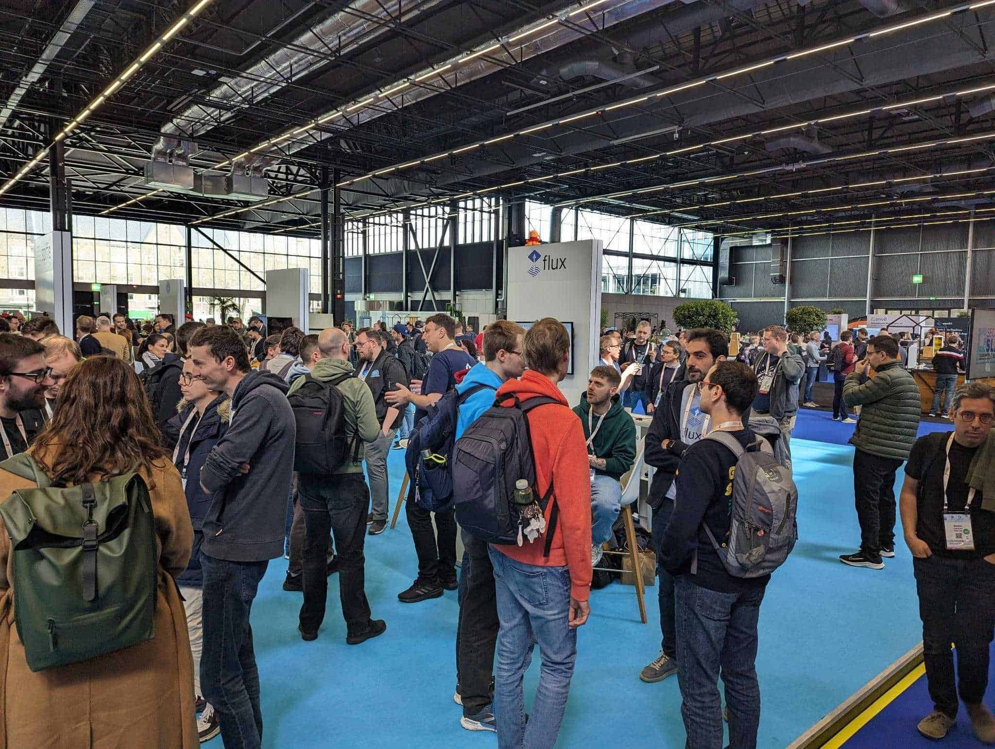 Participants networking in the hall