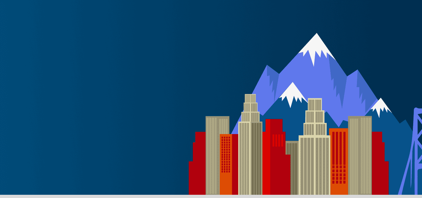 A graphical representation of the city skyline in Vancouver Canada against the mountains.