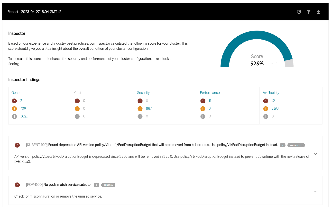 Screenshot showing Mercedes-Benz' CaaS inspector tool 