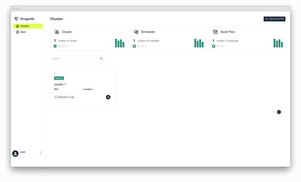 Screenshot showing Dragonfly cluster page