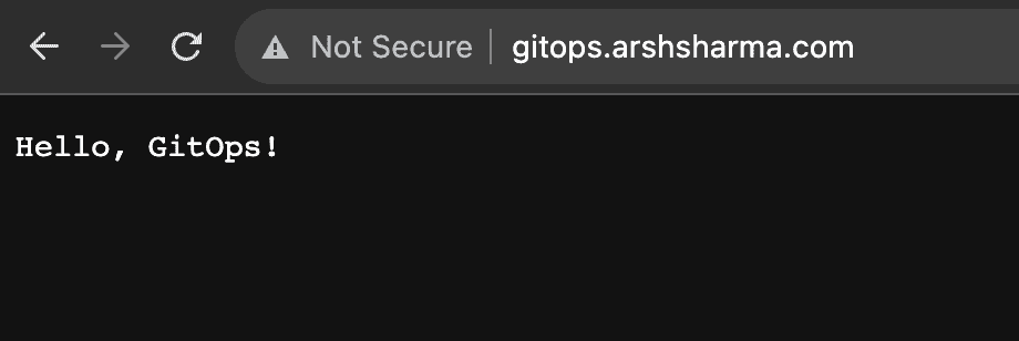 Screenshot showing Hello, GitOps! page
