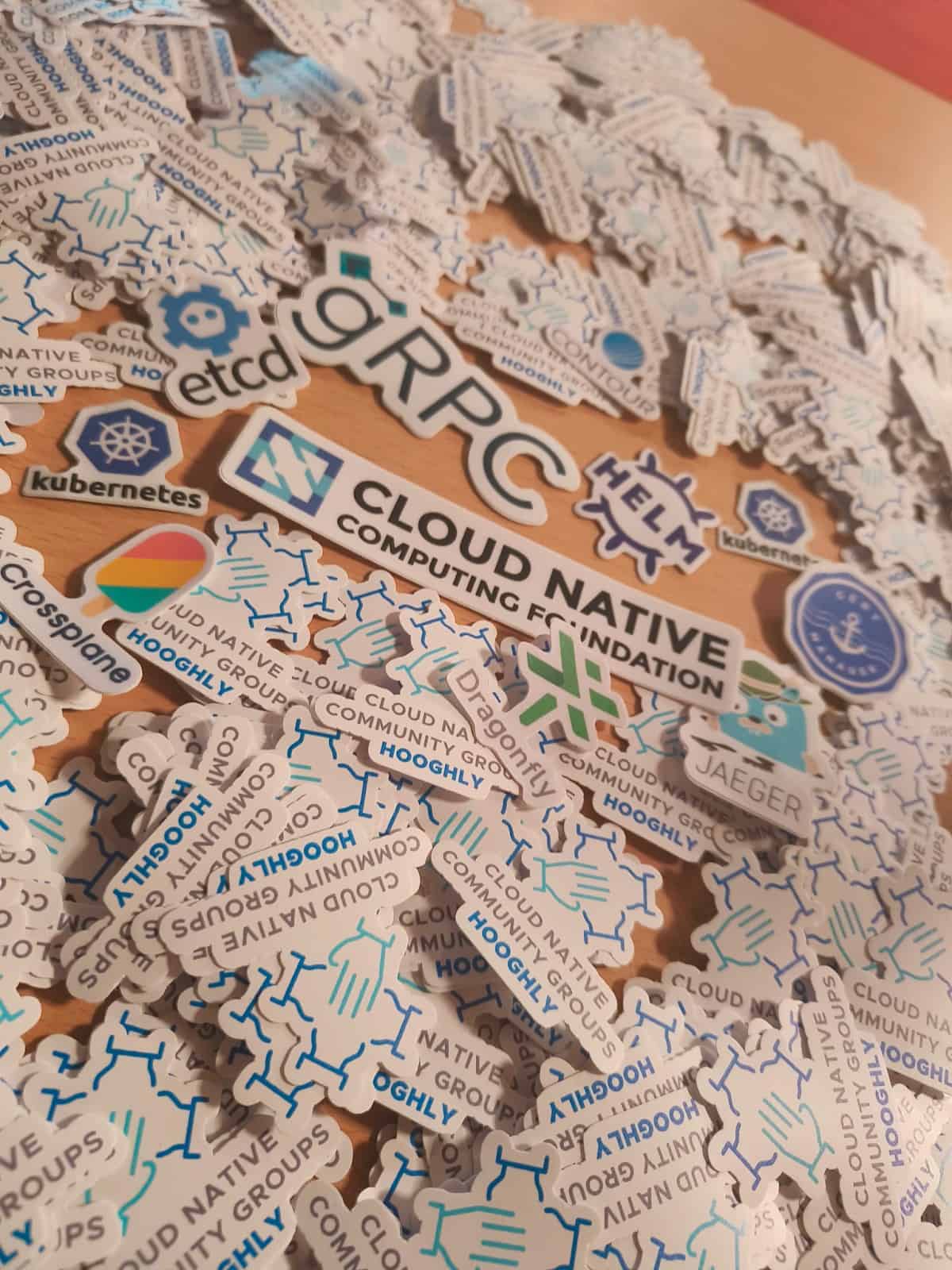 Cloud Native Computing Foundation stickers among other stickers