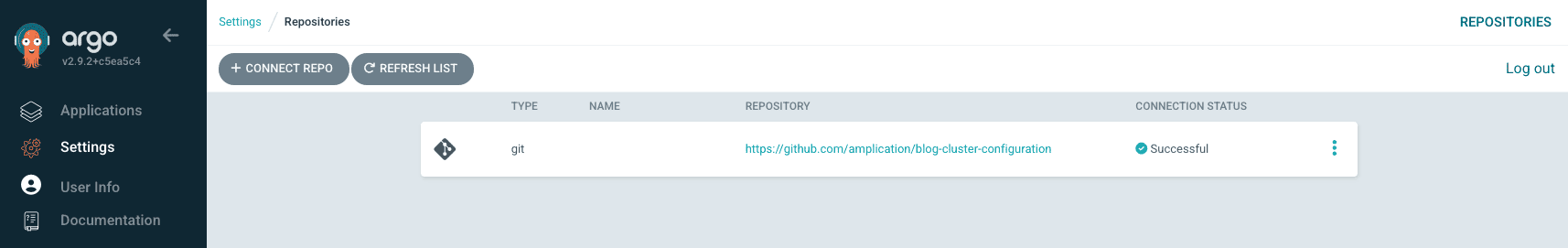 Screenshot showing Argo repository