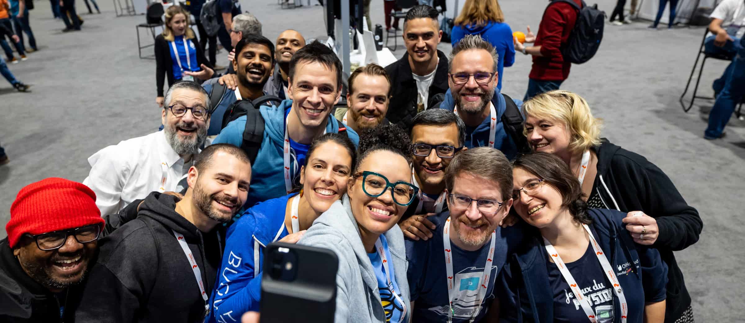 Conference participants doing a selfie