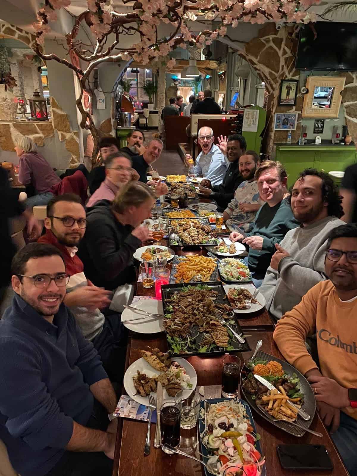 Group picture having dinner in the restaurant