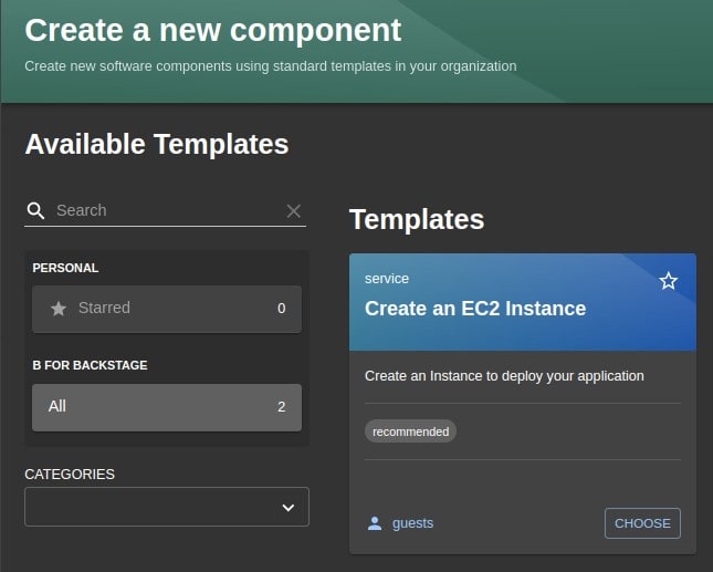 Screenshot showing create a new component page