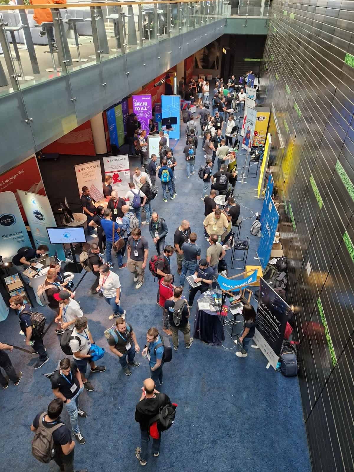 Participants networking in event booths