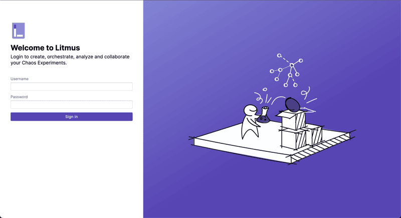 Screenshot of Litmus log in page