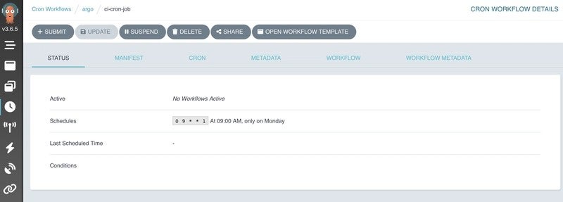 Screenshot showing Argo workflow
