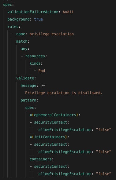 Code example of Policy as Code (PaC), and how it can be seen on Kyverno Playground