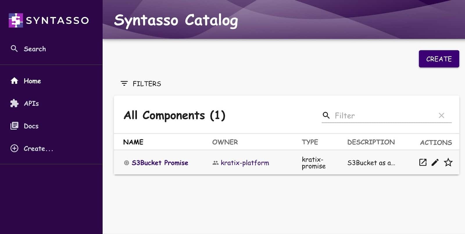 Screenshot showing Syntasso Catalog page